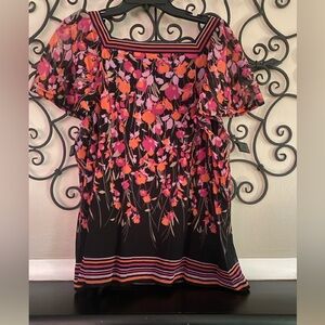 Apt. 9 Black and Pink Floral Blouse
